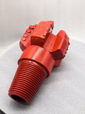 5-wing arc profile PDC drill bit - 红色5翼弧角PDC钻头螺纹侧面图01